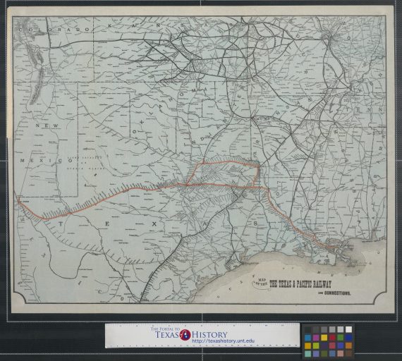Map of the Texas & Pacific Railway and connections.