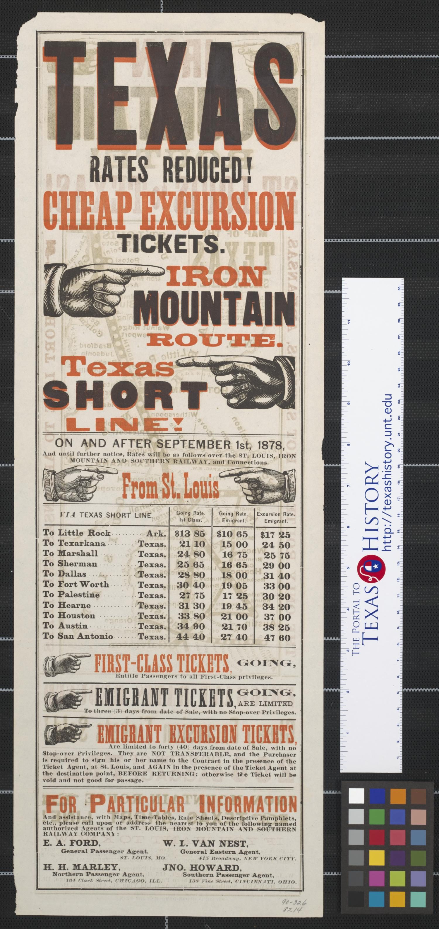 Map of the Texas short line: St. Louis, Iron Mountain & Southern, Texas & Pacific and International & Great Northern Railways.