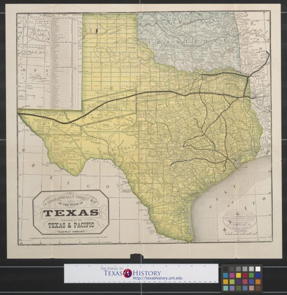 A geographically correct map of the State of Texas: Compiled from actual surveys, and containing all changes in lines of counties up to Sept. 1st, 1876.