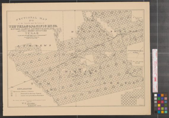 Sectional map no. 2 of the lands and the line of the Texas & Pacific Ry. Co. : in Howard, Martin, Andrews, Midland and Tom Green Counties, Texas.