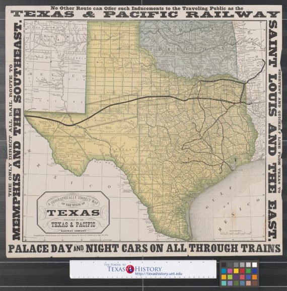 A geographically correct map of the State of Texas.