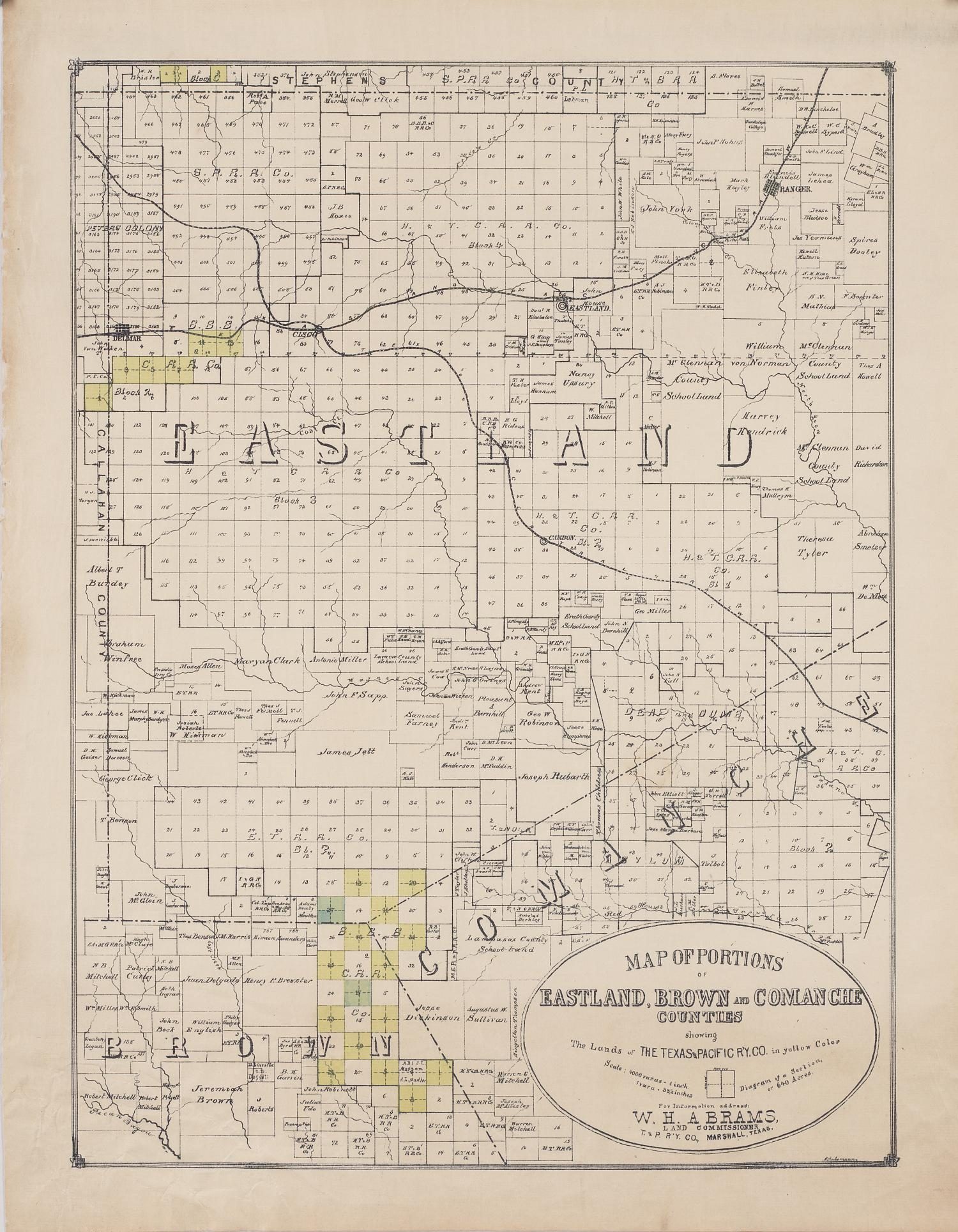 Map of Portions of Eastland, Brown, and Comanche Counties
