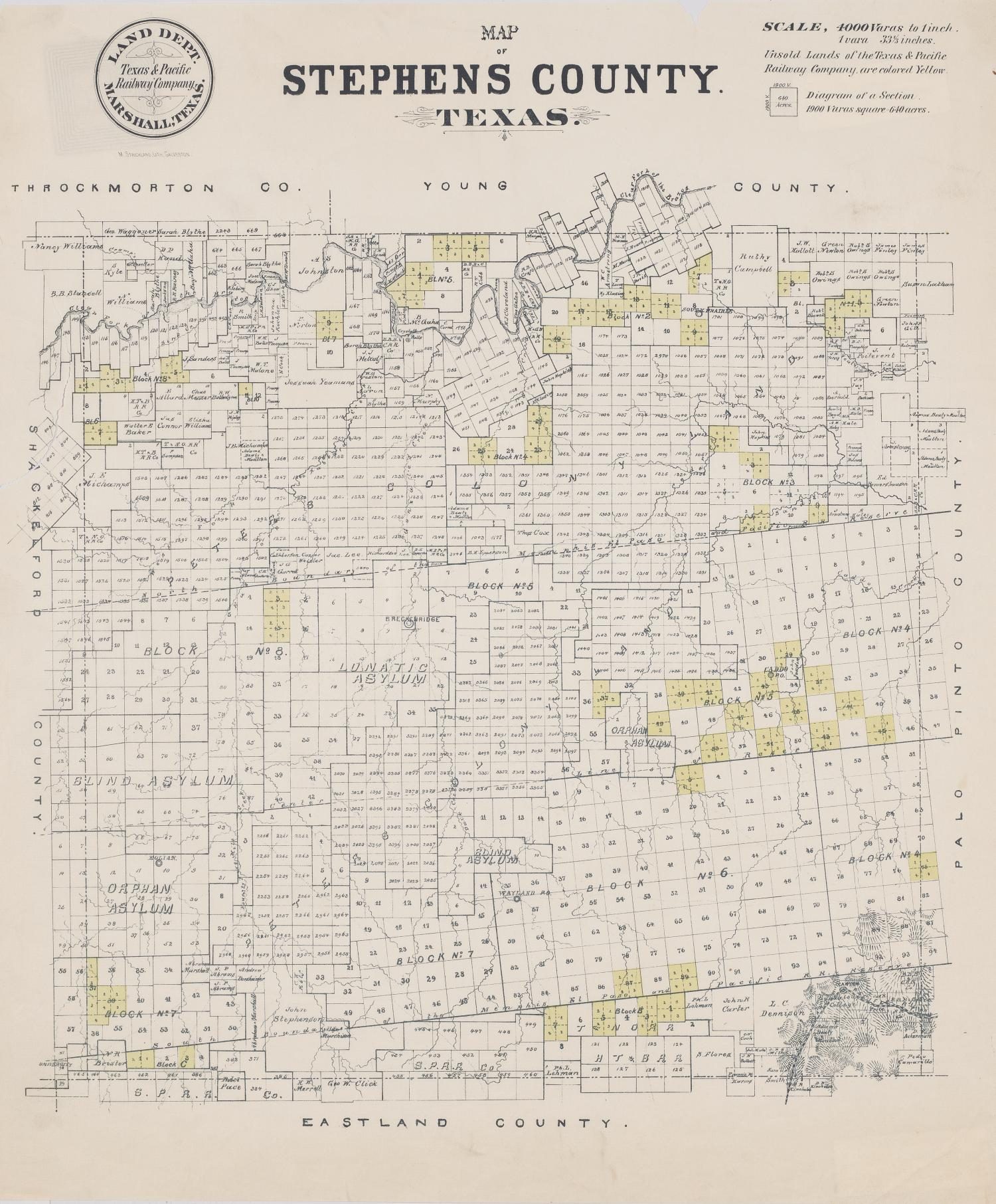 Map of Stephens County, Texas