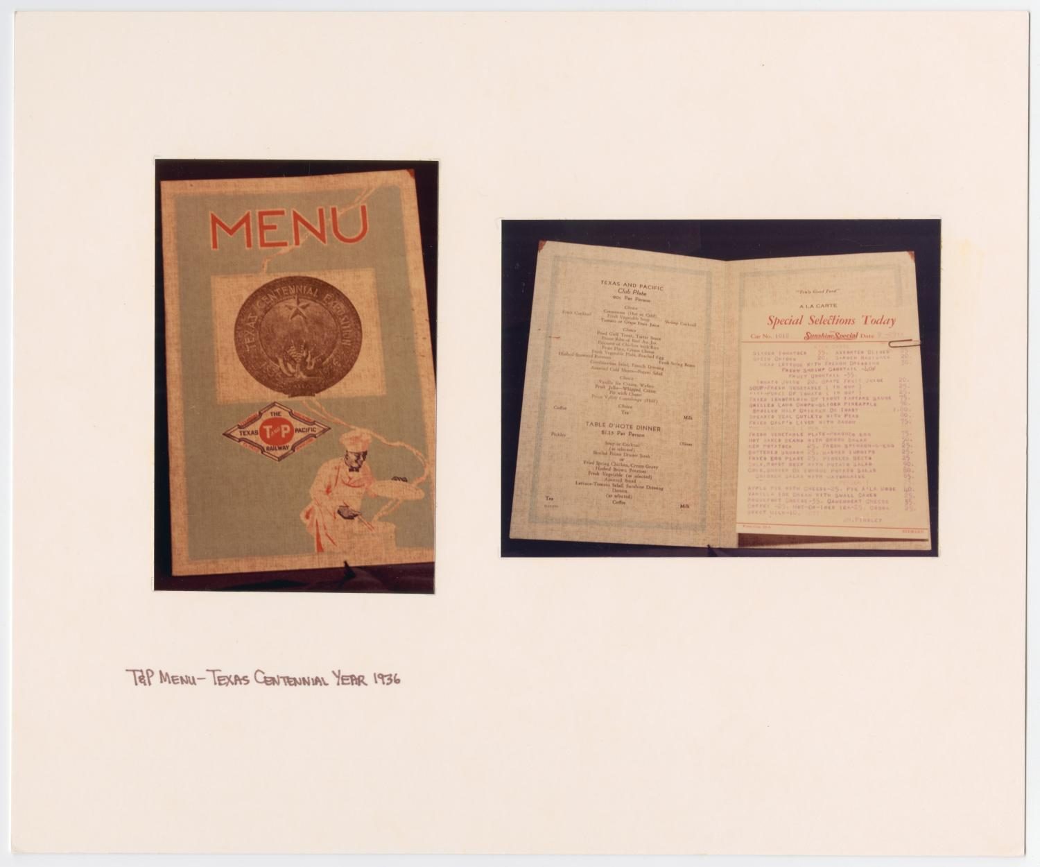 Texas & Pacific Rail Menu