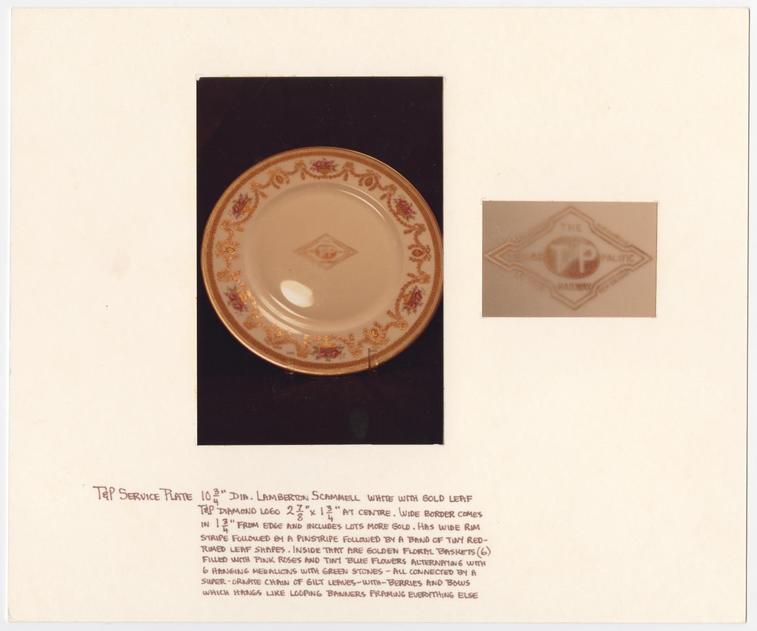 Plate Stamped with Texas & Pacific Logo