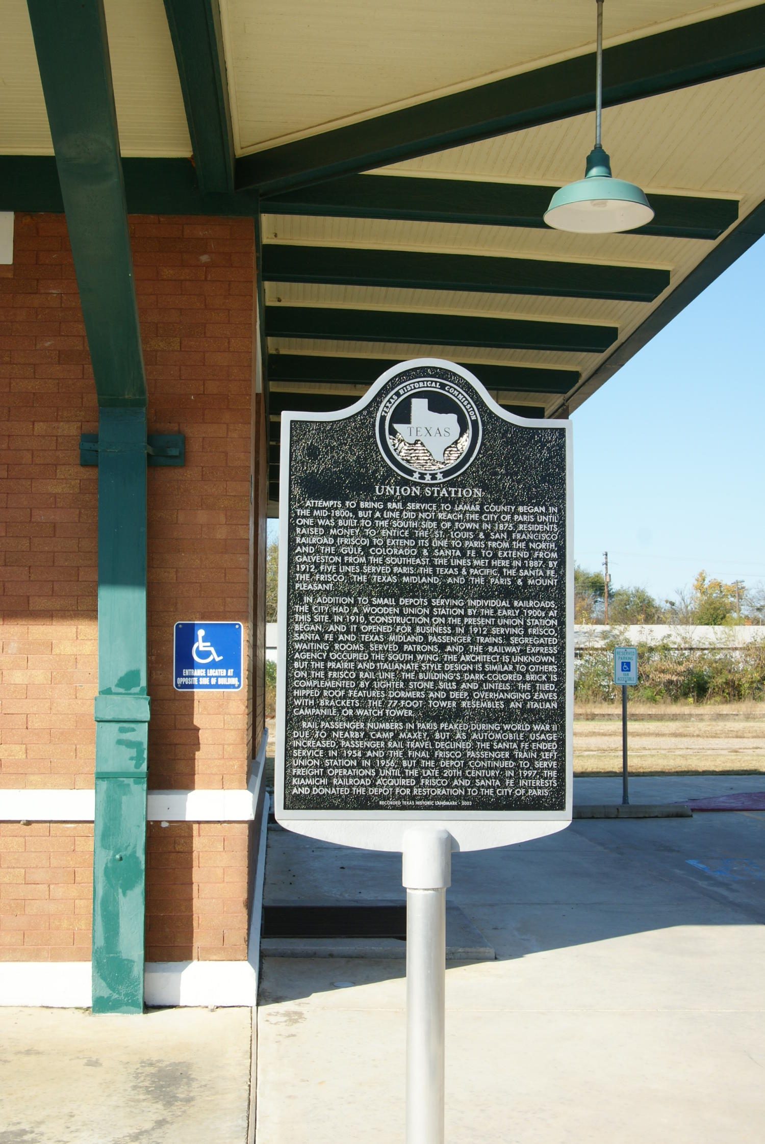 Union Station THC Marker in Paris, Texas