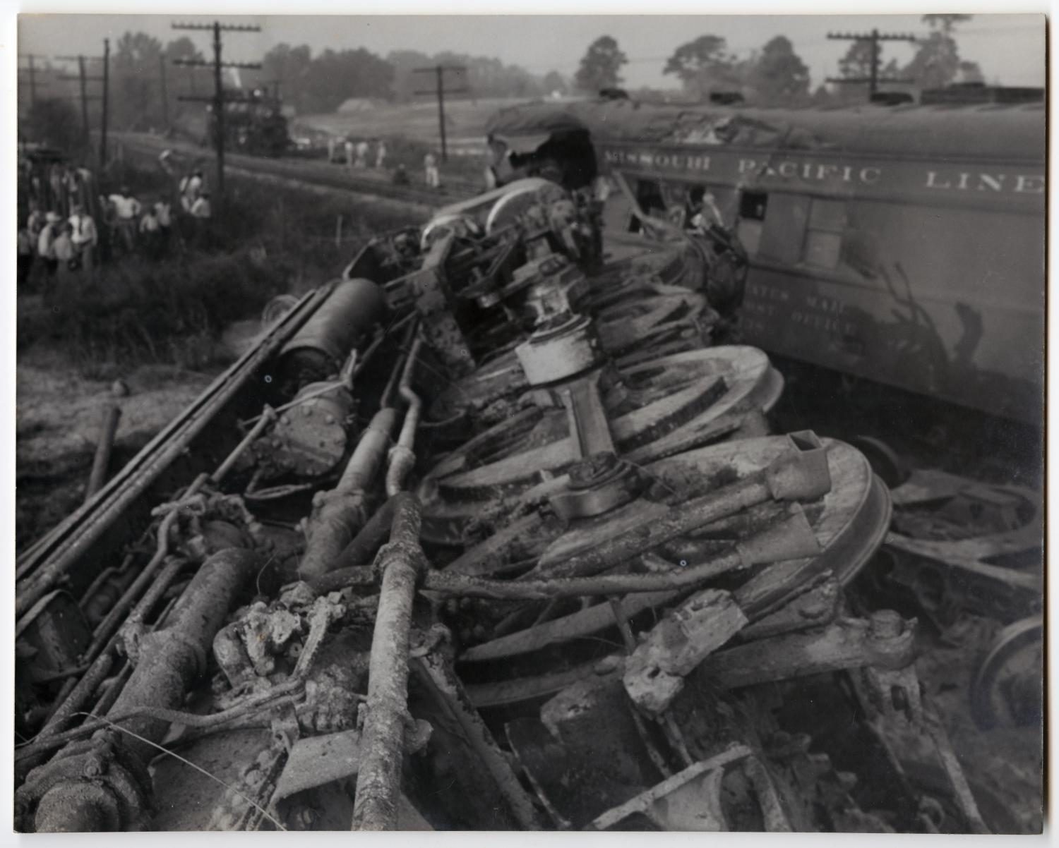 Closeup of Wheels on a Wrecked Train