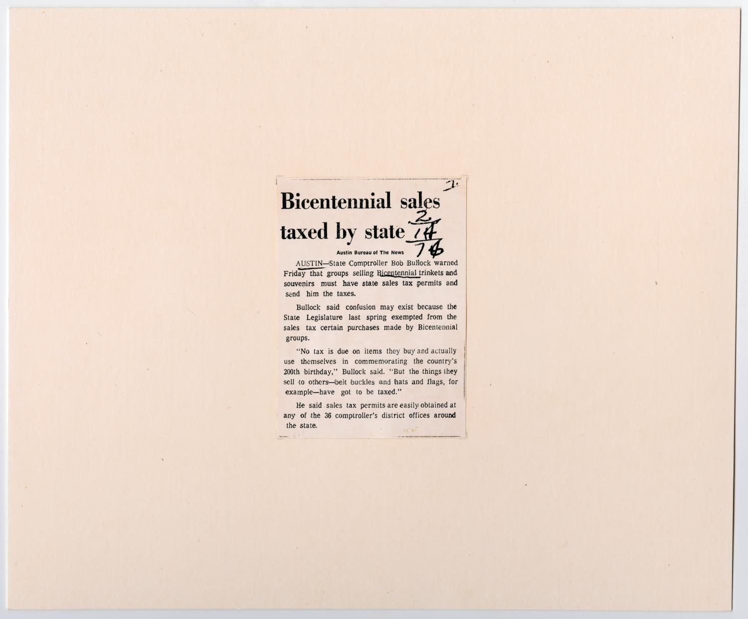 Bicentennial Sales Tax Article