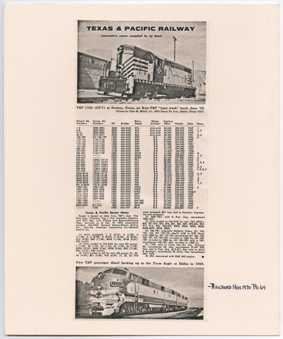 T&P Locomotive Roster