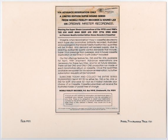 Mobile Fidelity Records & Sound Lab Advertisement