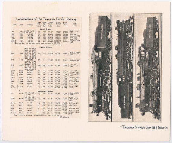 Railroad Stories' Locomotives of the Texas & Pacific Railway