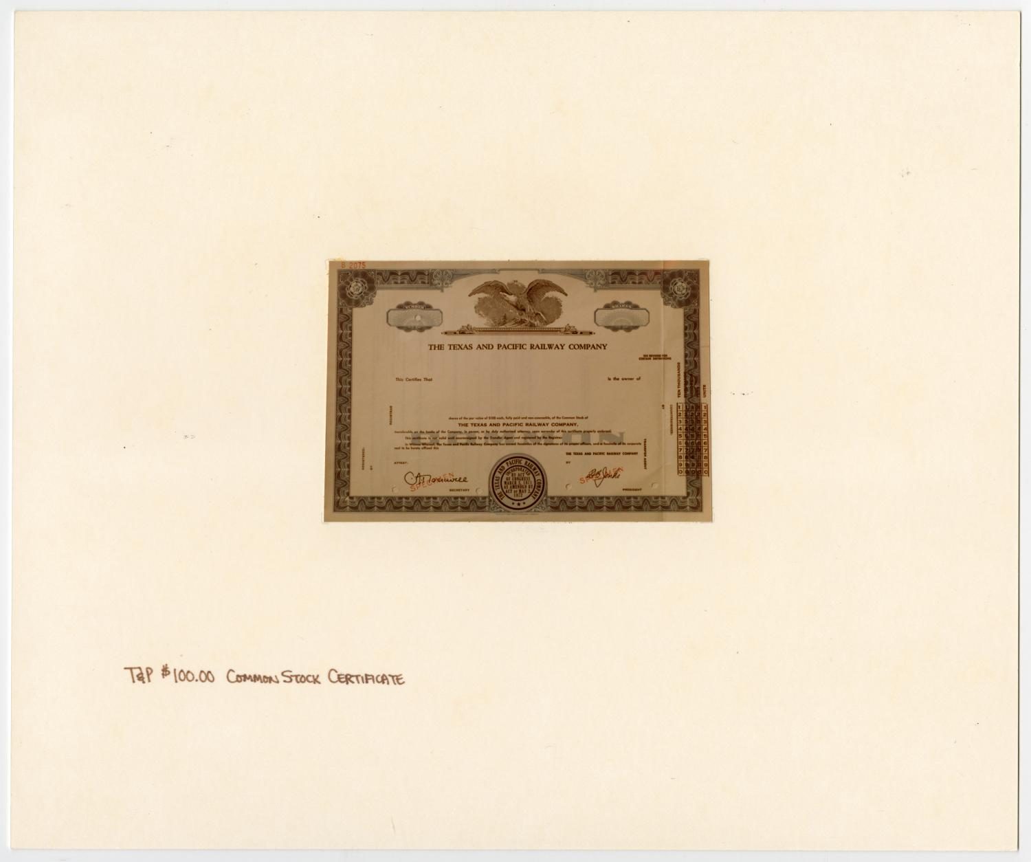 T&P Stock Certificate
