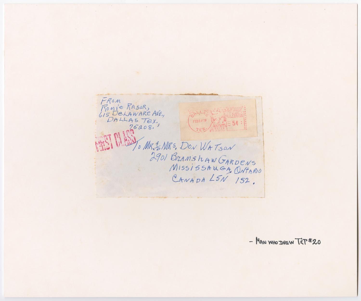 First Class Envelope Addressed to Mr. and Mrs. Don Watson