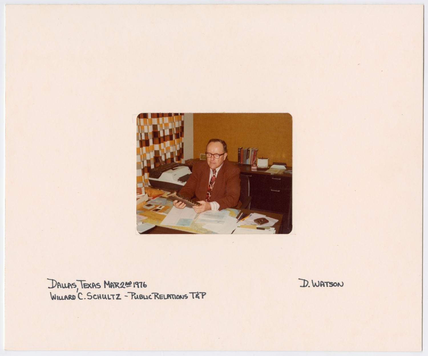 Willard C. Schultz at His Desk
