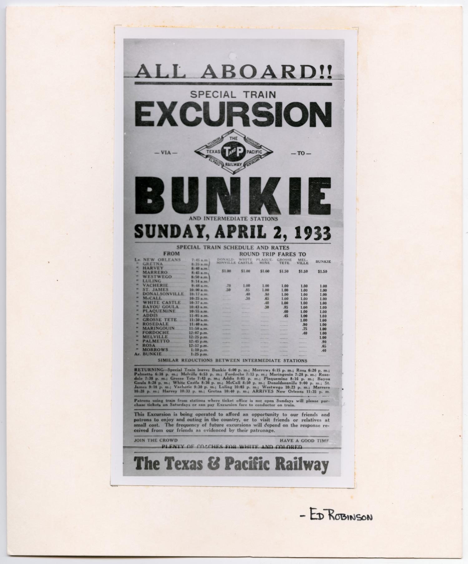 Special Train Excursion Advertisement
