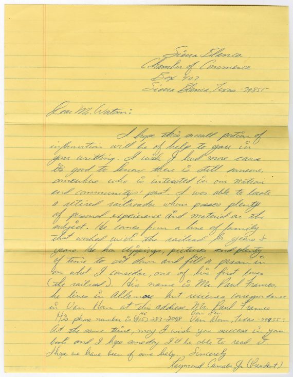 Letter to Don Watson