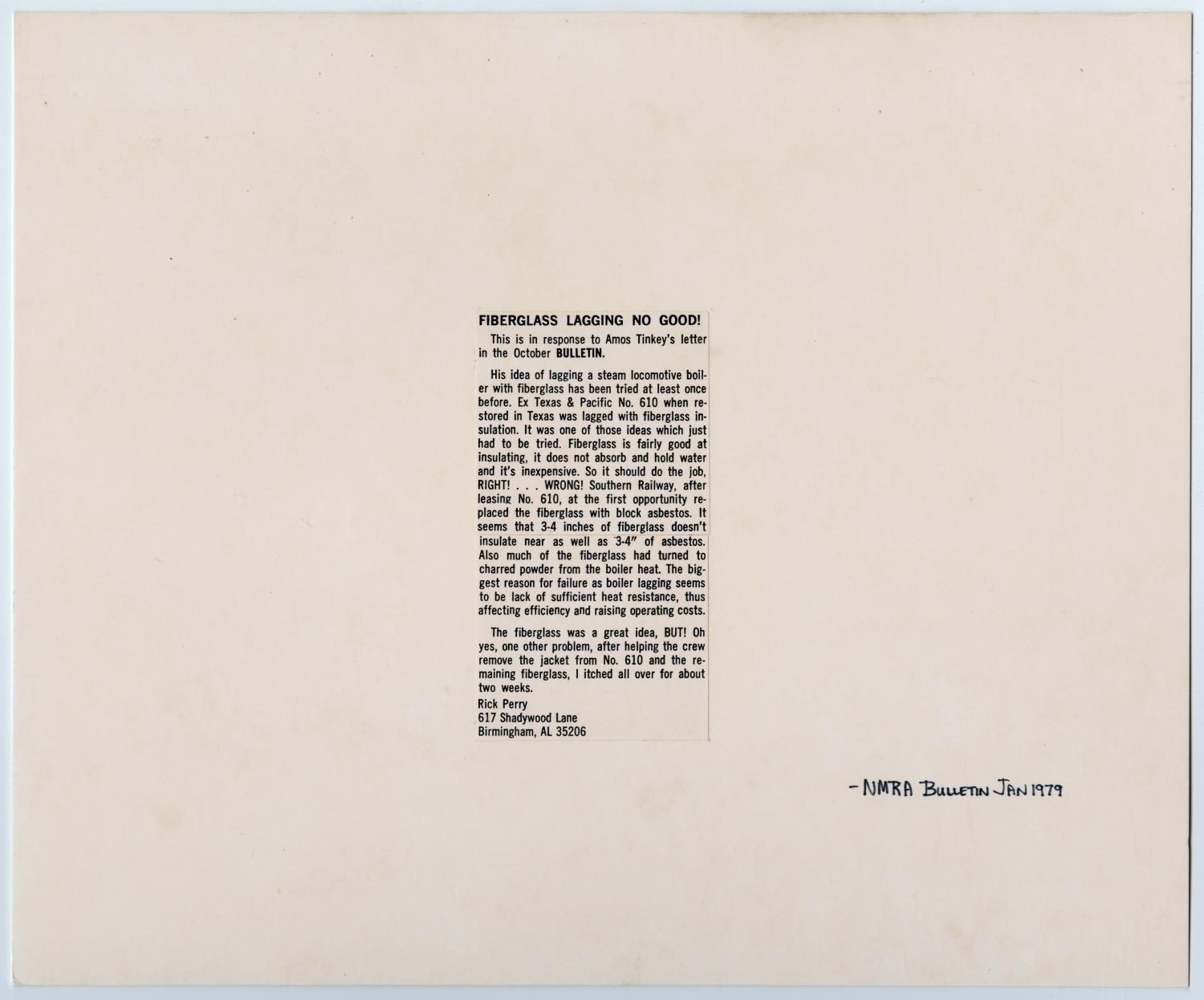 NMRA Bulletin Letter Response
