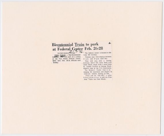 Bicentennial Train Trip Plans