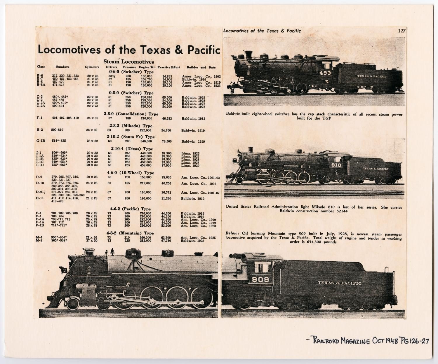 Railroad Magazine's Locomotives of the Texas & Pacific